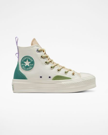 Topanky Na Platforme Converse Chuck Taylor All Star Lift Colorblock Overlay Vysoke Damske Béžové | SK EYFL113